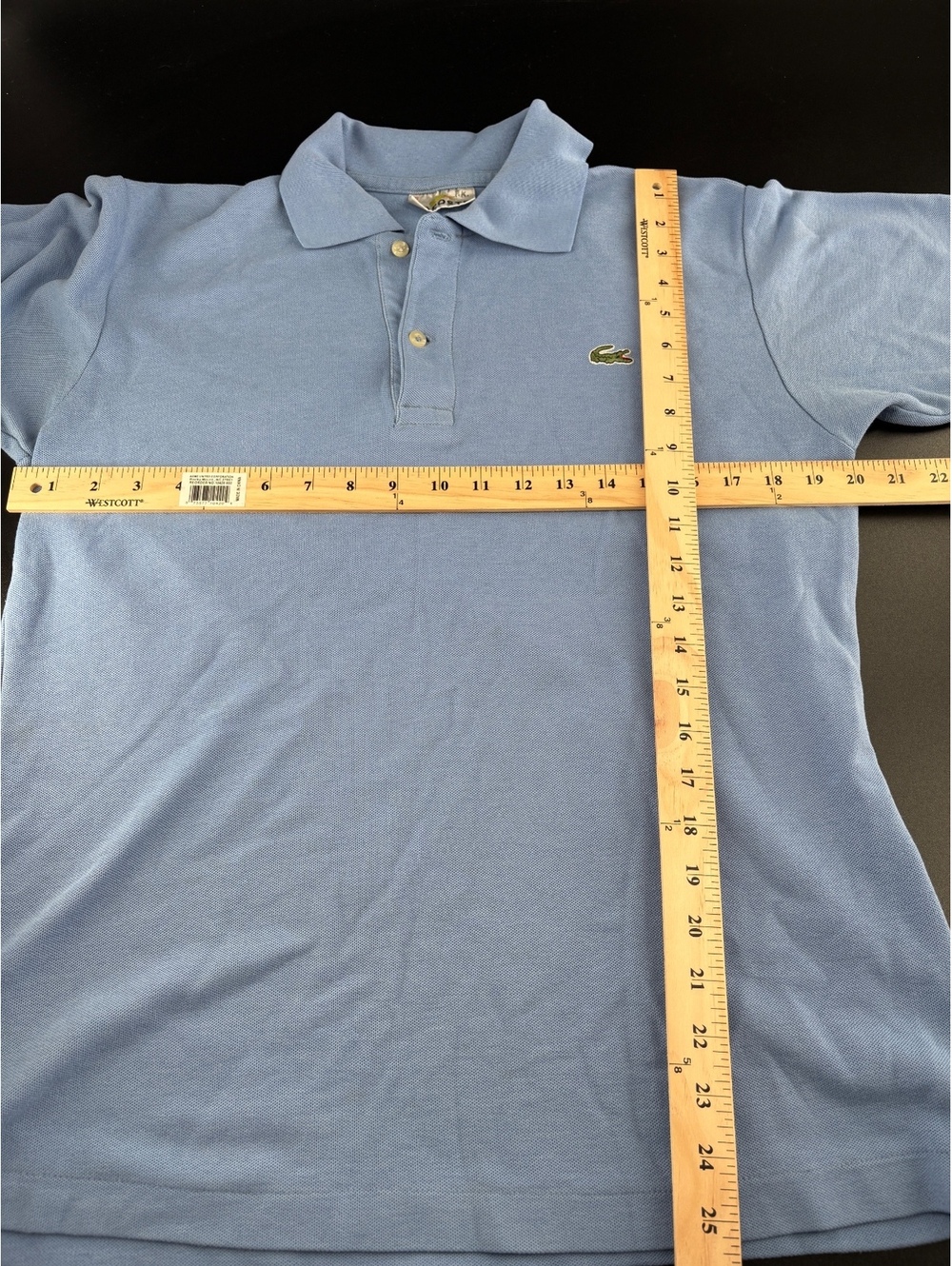 Lacoste Vintage Pique Polo Mens M Light Blue Classic Crocodile Logo - Picture 4 of 4